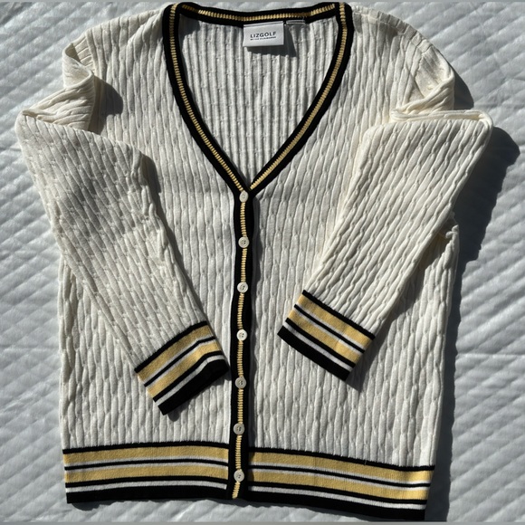 *Lizgolf by Liz Claiborne* Ivory Knit V-Neckline
Button Down Sweater/Cardigan - Picture 4 of 10
